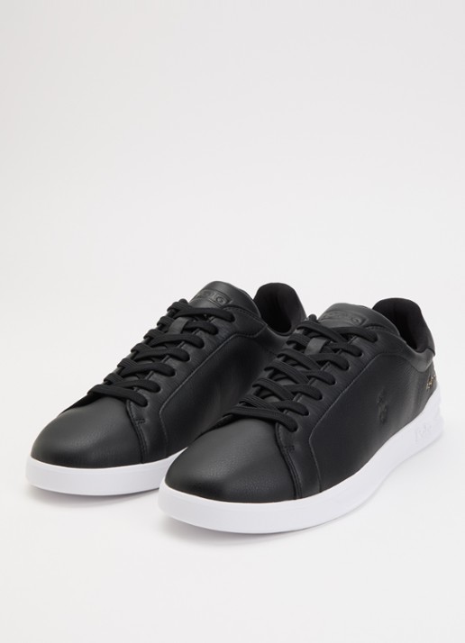 Ralph Lauren Heritage Court II sneaker van leer met logo - detail 2 zwart