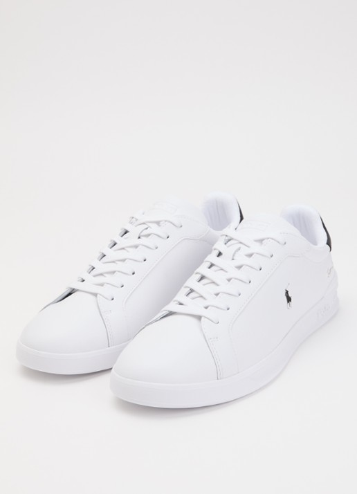 Ralph Lauren Heritage Court II sneaker van leer met logo - detail 2 wit