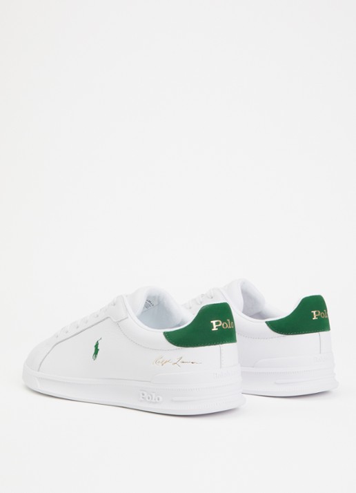 Ralph Lauren Heritage Court II sneaker van leer met logoborduring  - achterkant 5 wit