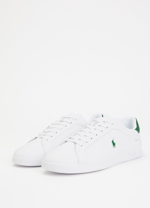 Ralph Lauren Heritage Court II sneaker van leer met logoborduring  - detail 2 wit