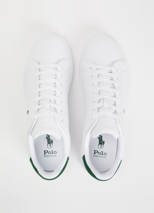 Ralph Lauren Heritage Court II sneaker van leer met logoborduring  - detail 3 wit