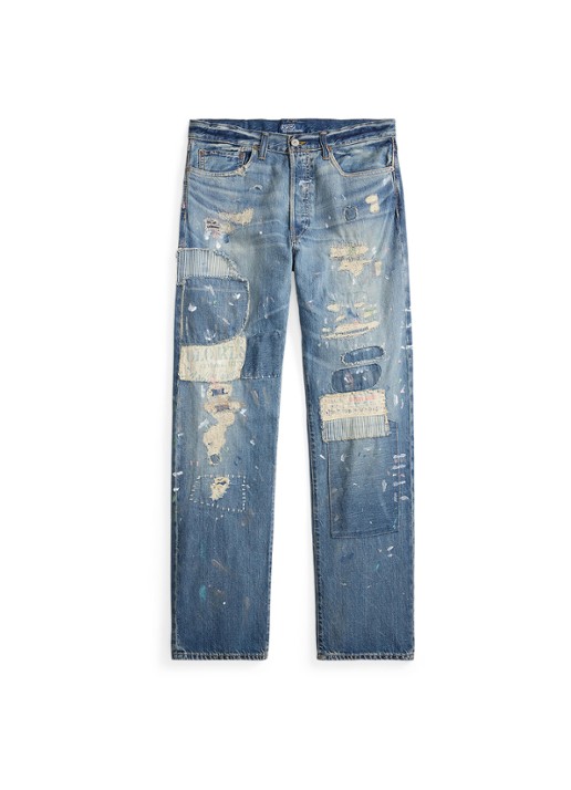 Ralph Lauren Heritage straight leg jeans met destroyed afwerking - voorkant throwbridge / indigo