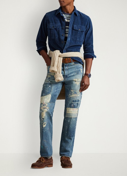 Ralph Lauren Heritage straight leg jeans met destroyed afwerking - voorkant 2 throwbridge / indigo