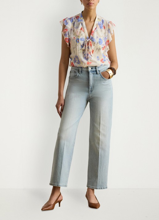 Ralph Lauren High waist bootcut jeans met lichte wassing - voorkant 5 arilee wash