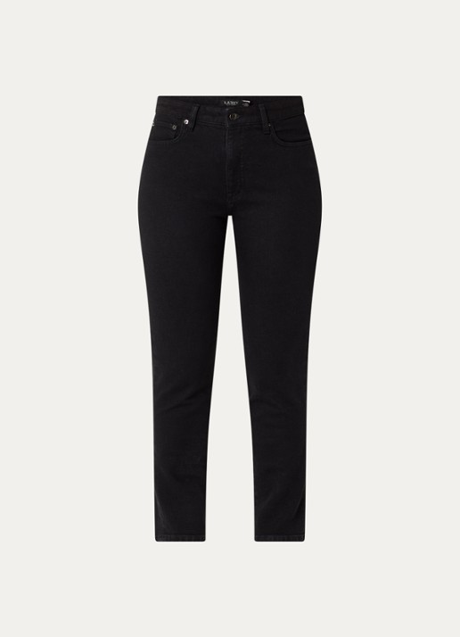 Ralph Lauren High waist cropped skinny jeans met gekleurde wassing - voorkant 5 zwart