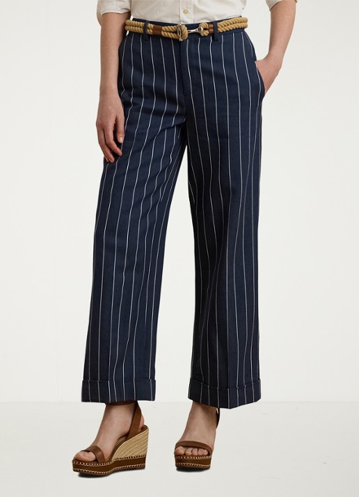 Ralph Lauren High waist cropped straight fit broek met streepprint