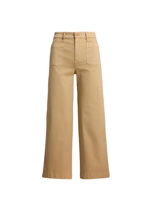 Ralph Lauren High waist flaired fit cropped chino met steekzakken - voorkant 3 birch tan / beige