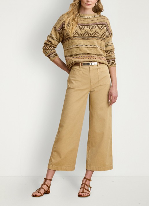 Ralph Lauren High waist flaired fit cropped chino met steekzakken - voorkant 4 birch tan / beige