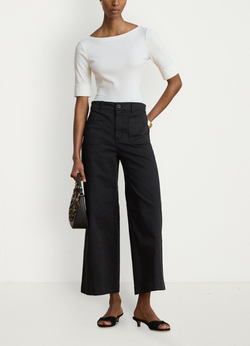 Ralph Lauren High waist flaired fit cropped chino met steekzakken - voorkant 5 zwart