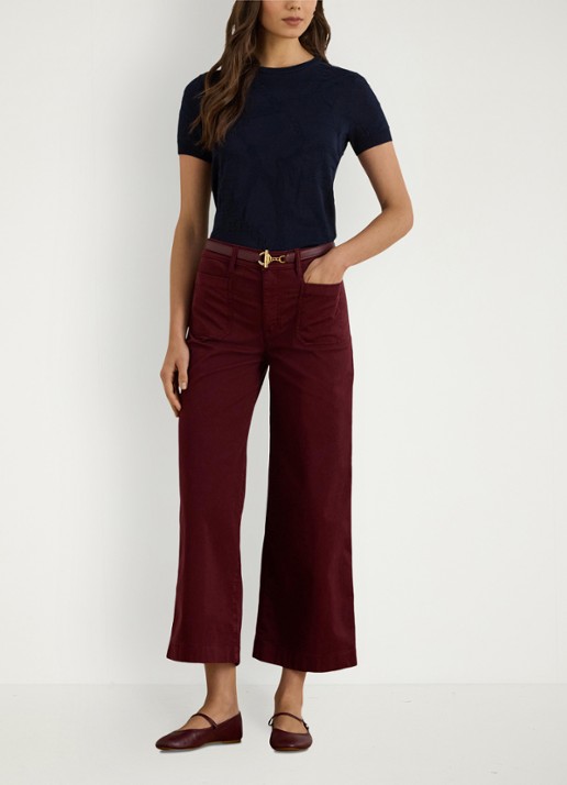 Ralph Lauren High waist flaired fit cropped chino met steekzakken - voorkant 4 dark garnet / bordeauxrood