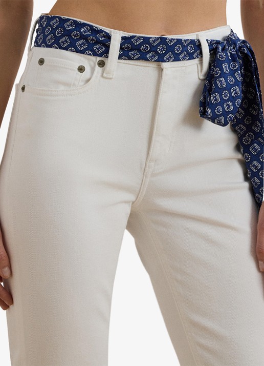 Ralph Lauren High waist flared cropped jeans met steekzakken - detail 2 white wsh / wit
