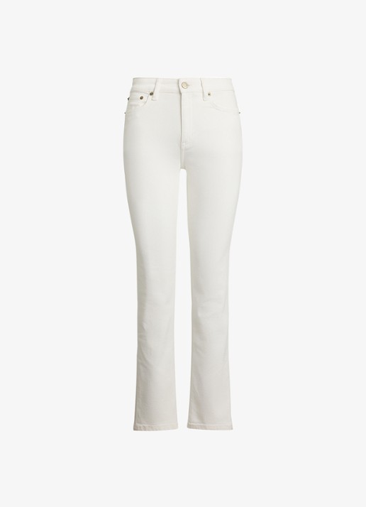 Ralph Lauren High waist flared cropped jeans met steekzakken - voorkant 5 white wsh / wit
