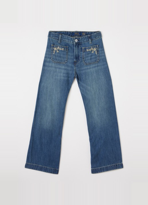 Ralph Lauren High waist flared jeans met donkere wassing  - voorkant indigo