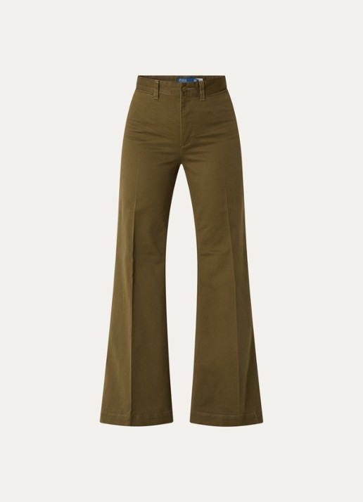 Ralph Lauren High waist flared jeans met gekleurde wassing en persplooi - voorkant 3 olijfgroen
