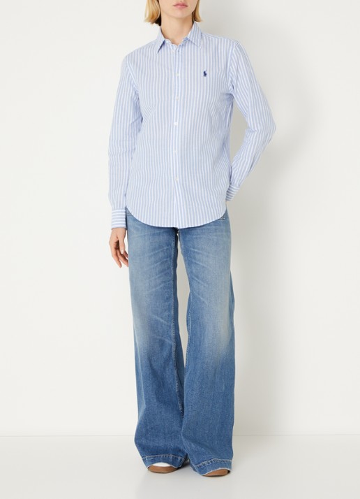 Ralph Lauren High waist flared jeans met lichte wassing - voorkant 4 indigo