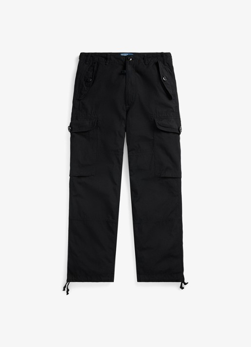 Ralph Lauren High waist loose fit cargobroek - voorkant 2 polo black / zwart