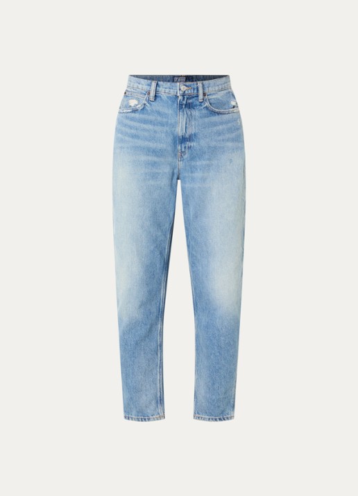 Ralph Lauren High waist loose fit jeans met lichte wassing - voorkant 4 indigo