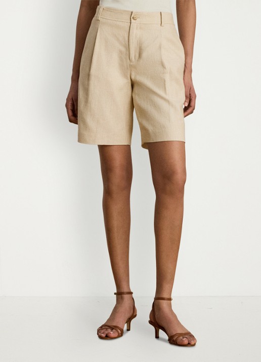 Ralph Lauren High waist loose fit korte pantalon met steekzakken