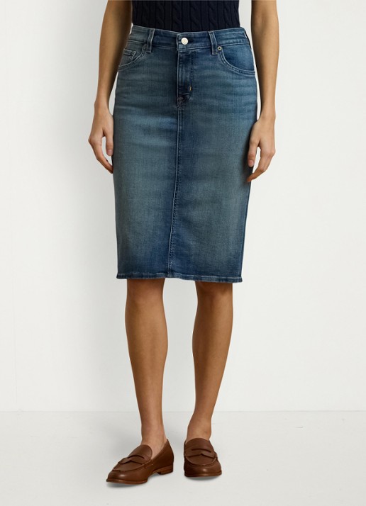 Ralph Lauren High waist midi spijkerrok met steekzakken