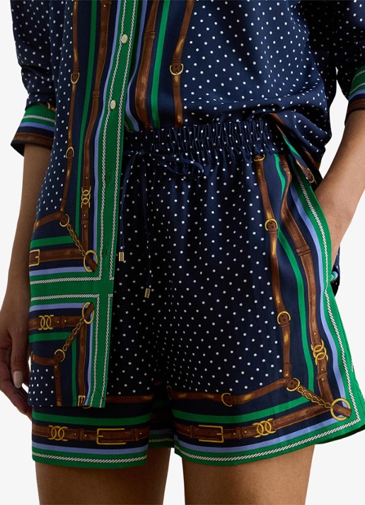 Ralph Lauren High waist regular fit korte broek met print - detail 2 blue multi / blauw