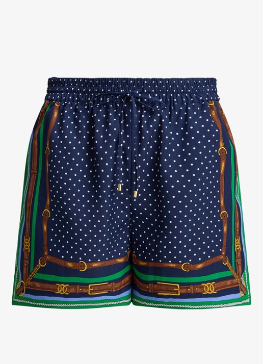 Ralph Lauren High waist regular fit korte broek met print - voorkant 3 blue multi / blauw