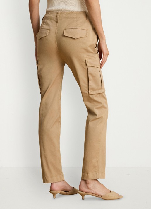Ralph Lauren High waist slim fit cargobroek met opgestikte zakken - achterkant birch tan / beige