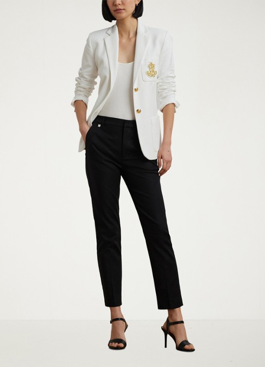 Ralph Lauren High waist slim fit cropped pantalon met steekzakken - voorkant 2 zwart