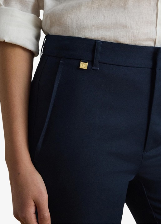 Ralph Lauren High waist slim fit cropped pantalon met steekzakken - detail 5 lauren navy / donkerblauw