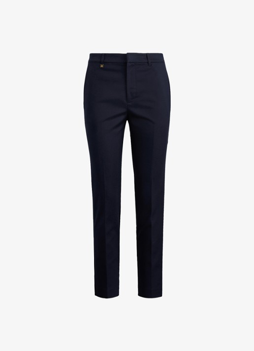 Ralph Lauren High waist slim fit cropped pantalon met steekzakken - voorkant 2 lauren navy / donkerblauw