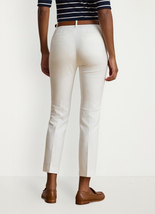 Ralph Lauren High waist slim fit cropped pantalon met steekzakken - achterkant 3 wit