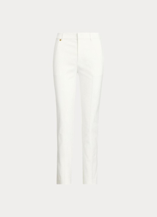 Ralph Lauren High waist slim fit cropped pantalon met steekzakken - voorkant wit