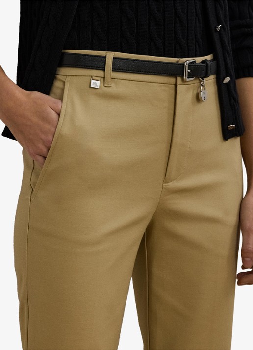 Ralph Lauren High waist slim fit cropped pantalon met steekzakken - detail 2 birch tan / beige