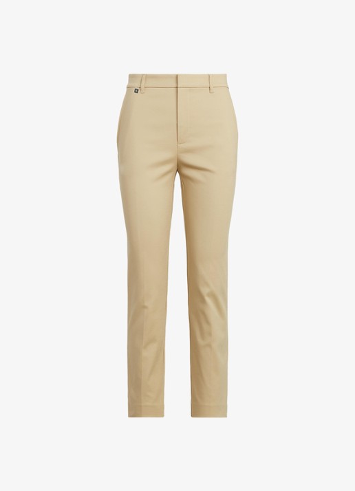 Ralph Lauren High waist slim fit cropped pantalon met steekzakken - voorkant 3 birch tan / beige