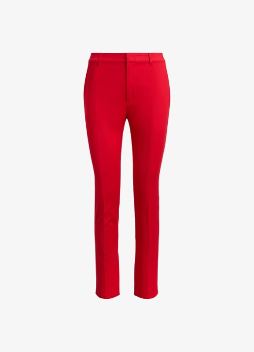 Ralph Lauren High waist slim fit cropped pantalon met steekzakken - voorkant rood