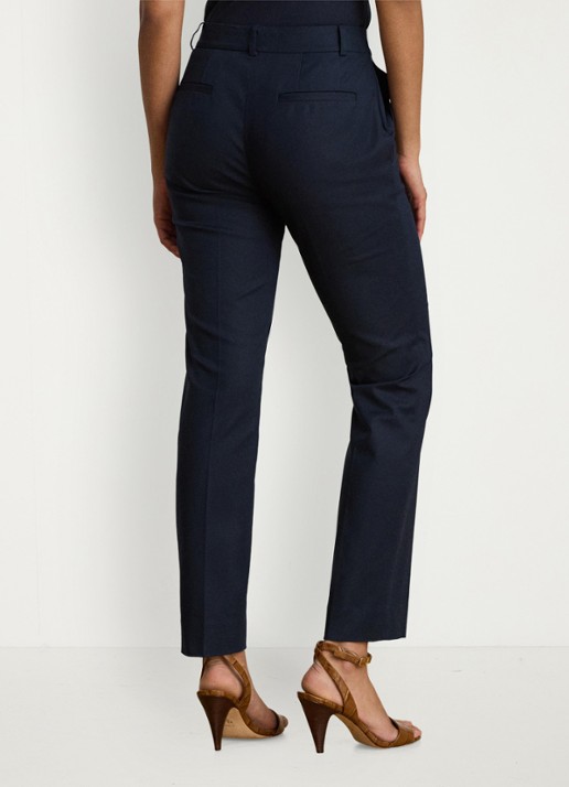 Ralph Lauren High waist slim fit pantalon met steekzakken - achterkant lauren navy / blauw