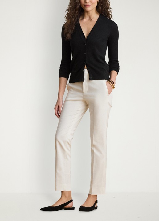 Ralph Lauren High waist slim fit pantalon met steekzakken - voorkant 2 wit
