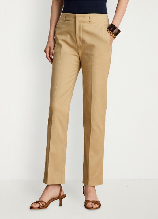 Ralph Lauren High waist slim fit pantalon met steekzakken