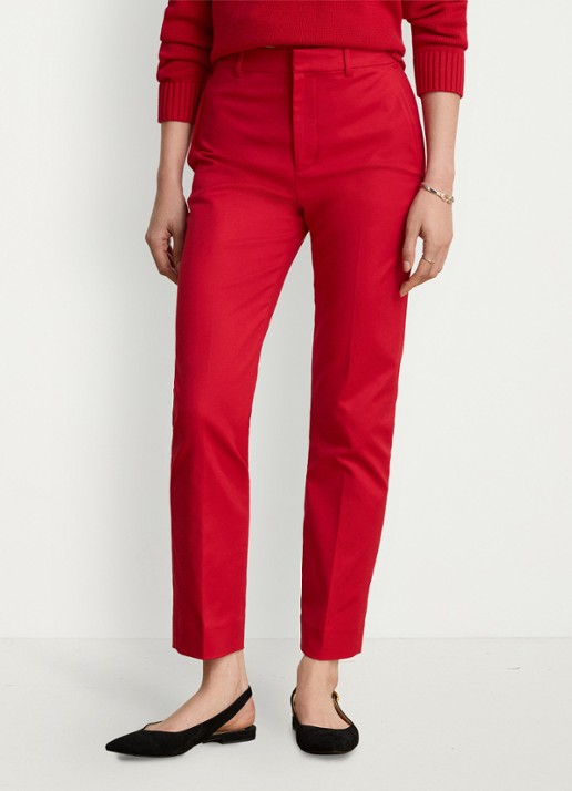 Ralph Lauren High waist slim fit pantalon met steekzakken - detail ralph red / rood