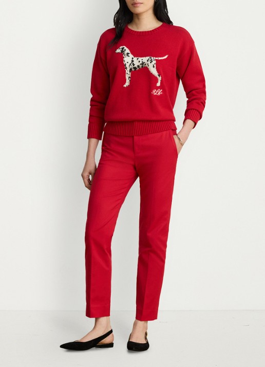 Ralph Lauren High waist slim fit pantalon met steekzakken - voorkant 5 ralph red / rood
