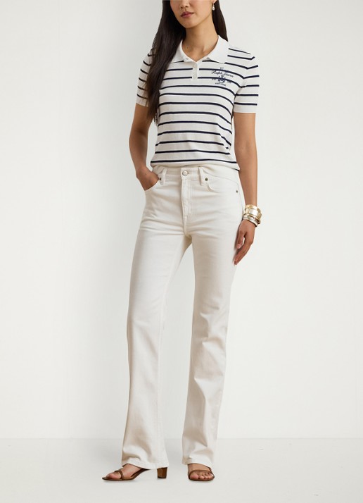 Ralph Lauren High waist straight fit jeans met steekzakken - voorkant 3 wit