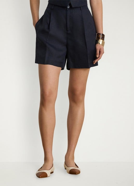 Ralph Lauren High waist straight fit korte broek in linnenblend