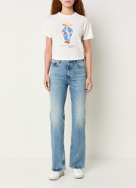 Ralph Lauren High waist straight leg jeans met lichte wassing - voorkant 2 indigo