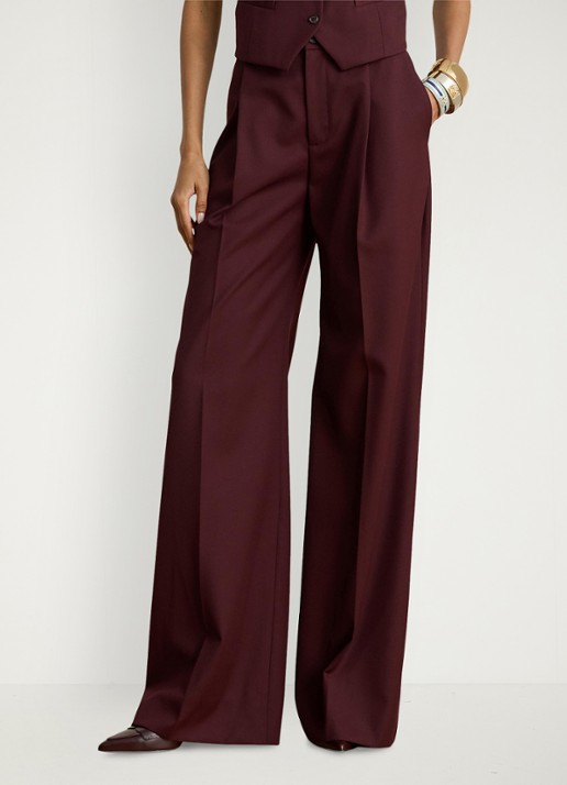 Ralph Lauren High waist wide fit broek in wolblend