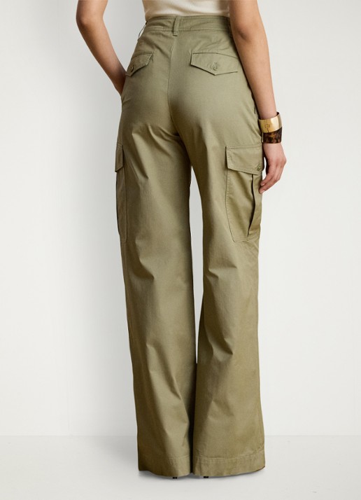 Ralph Lauren High waist wide fit cargobroek met opgestikte zakken - achterkant 5 light agave / groen