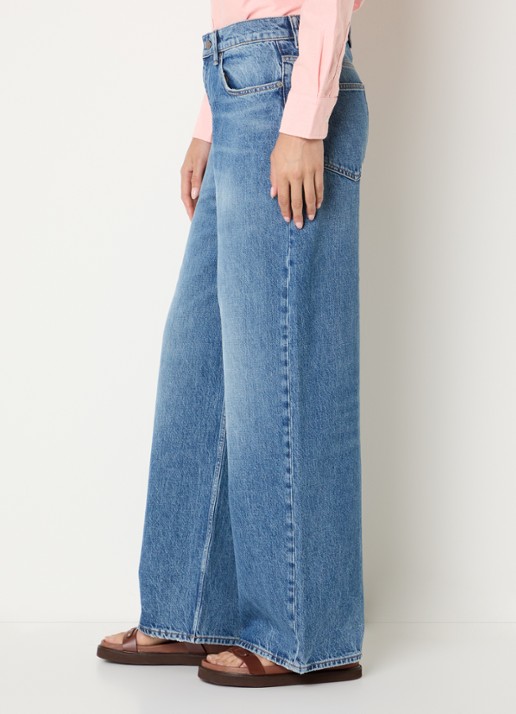 Ralph Lauren High waist wide fit jeans met medium wassing - detail 2 indigo