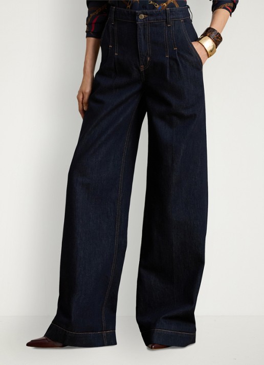 Ralph Lauren High waist wide fit jeans met plooidetails