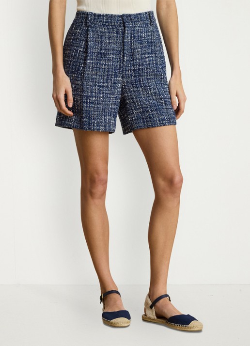 Ralph Lauren High waist wide fit korte broek met tweed-look