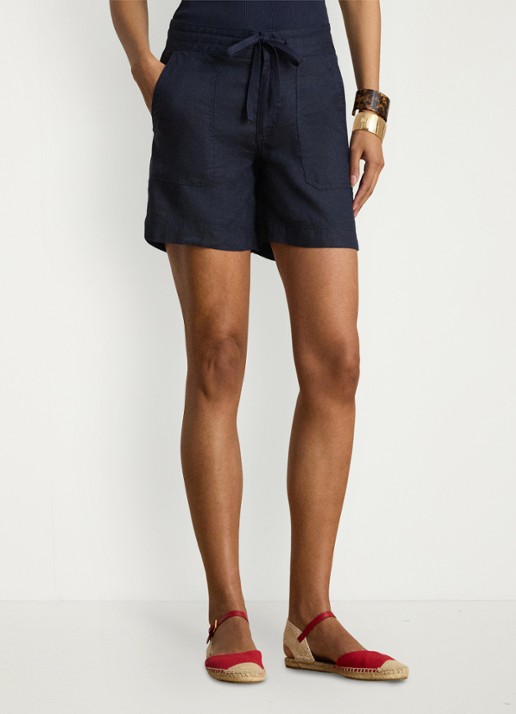 Ralph Lauren High waist wide fit korte broek van linnen