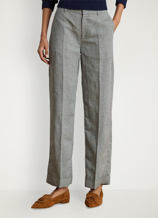 Ralph Lauren High waist wide fit pantalon in linnenblend