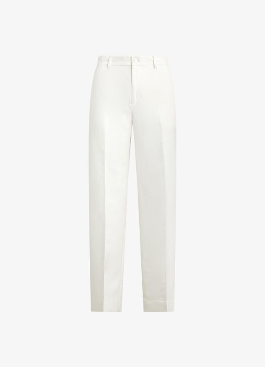 Ralph Lauren High waist wide fit pantalon in linnenblend - voorkant 3 wit